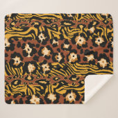Couverture Sherpa Léopard, peaux de tigre, motif sauvage. (Devant (Horizontal))