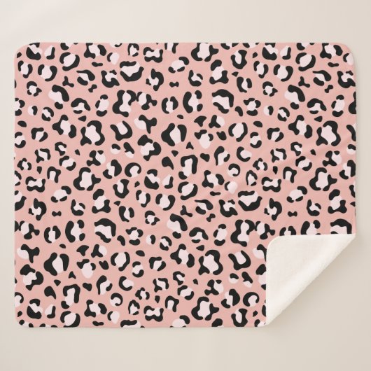 Couverture Sherpa Léopard Print, Léopard Spots, Rose Léopard (Devant (Horizontal))