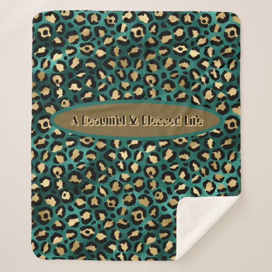 Couverture Sherpa Leopard Tropical Gold Green Sherpa (Devant)