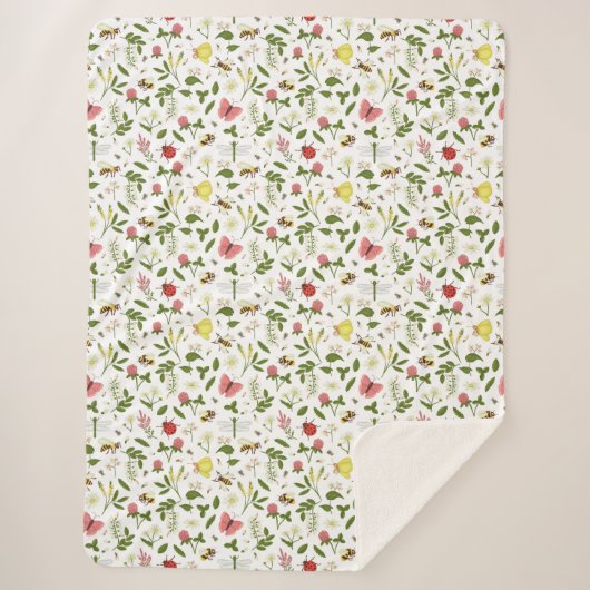 Couverture Sherpa Les abeilles Ladybugs et Butterflies (Devant)