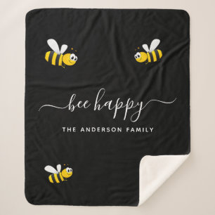 Couverture Sherpa Les abeilles noires joyeuses bumble abeilles été a