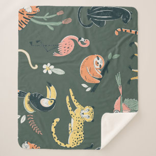 Couverture Sherpa Les animaux de la jungle Faune de la flore Vintage