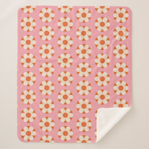 Couverture Sherpa les années 70 Rétro motif de puissance de fleur ar