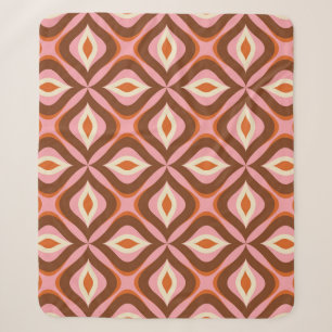 Couverture Sherpa les années 70 Retro Motif sans fil en Orange, Brow
