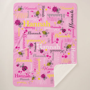 Couverture Sherpa Les coccinelles roses les abeilles les coeurs les