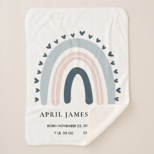 COUVERTURE SHERPA LES ENFANTS COEUR BLUSH BLUE RAINBOW BABY BIRTH ST
