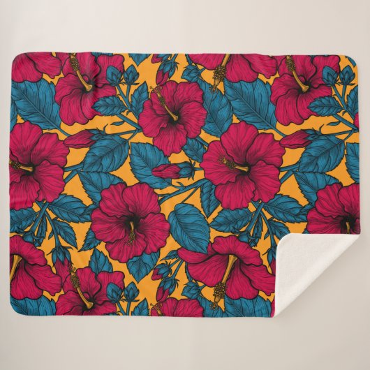 Couverture Sherpa Les fleurs d'Hibiscus (Devant (Horizontal))