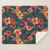 Couverture Sherpa Les Fleurs D'Hibiscus, Un Modèle Floral Tropical (Devant (Horizontal))