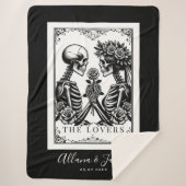 Couverture Sherpa Les Lovers Tarot Card Skeletons Monogram Mariage (Devant)