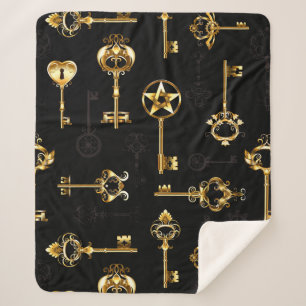 Couverture Sherpa Les Patters de Seamless avec Golden Keys