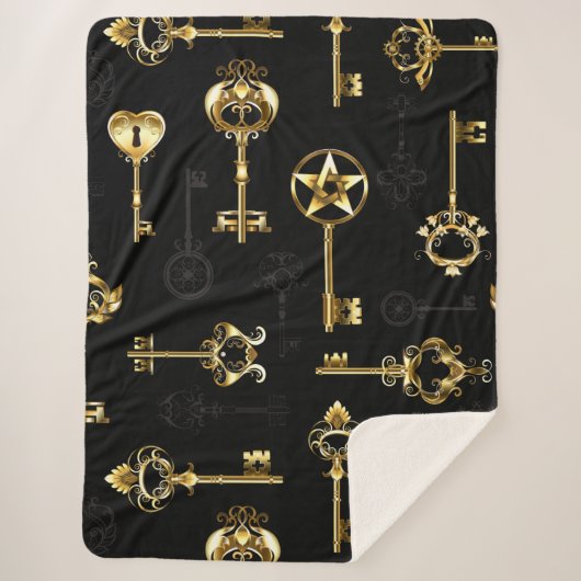 Couverture Sherpa Les Patters de Seamless avec Golden Keys (Devant)
