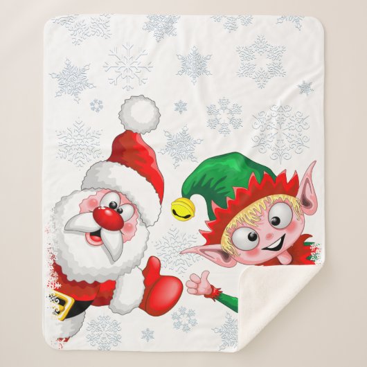 Couverture Sherpa Les personnages de Noël de père Noël et Elf (Devant)