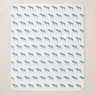 COUVERTURE SHERPA L'ÉTÉ, DES DOLPHINS GRIS ET BLEU FUNNY