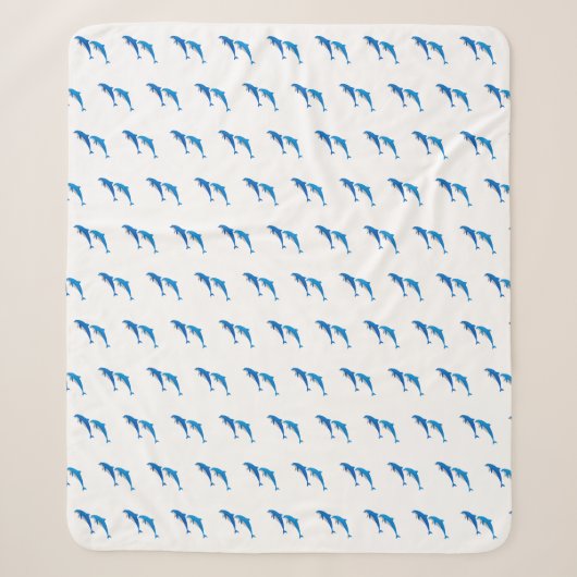 COUVERTURE SHERPA L'ÉTÉ, DES DOLPHINS GRIS ET BLEU FUNNY (Devant)