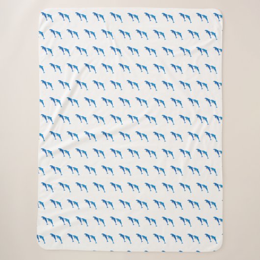 COUVERTURE SHERPA L'ÉTÉ, DES DOLPHINS GRIS ET BLEU FUNNY (Devant)