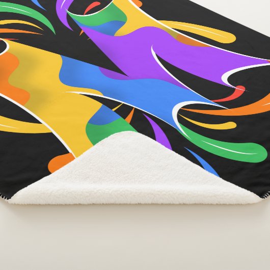 Couverture Sherpa Lettre arc-en-ciel M Monogramme Abstrait (3/4)