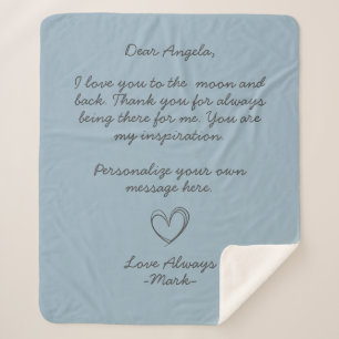 Couverture Sherpa lettre d'amour manuscrite ou message personnalisab