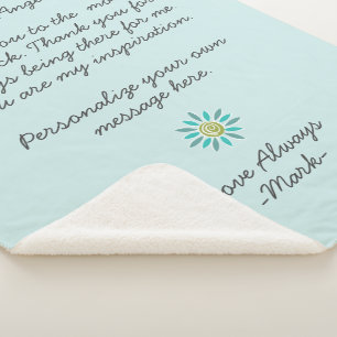Couverture Sherpa lettre d'amour manuscrite ou message personnalisé