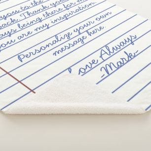 Couverture Sherpa Lettre d'amour manuscrite ou message personnalisé