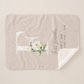 Couverture Sherpa LETTRE Florale Rose BLANCHE F Script Bébé Statisti (Devant (Horizontal))