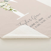 Couverture Sherpa LETTRE Florale Rose BLANCHE T Script Bébé Statisti (3/4)