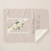 Couverture Sherpa LETTRE Florale rose pâle N Script de bébé Statisti (Devant (Horizontal))