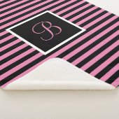 Couverture Sherpa LETTRE INITIALE COTE CHIC Pink and Black Stried (3/4)