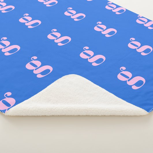 Couverture Sherpa LETTRE INITIALE MONÂTRE CLAIR BLEUE rose (3/4)