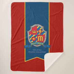 Couverture Sherpa Lettre M Matthew nom personnalisé signifiant armoi