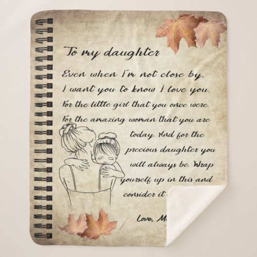 Couverture Sherpa Lettre Personnalisée À Ma Fille De Maman, (Devant)