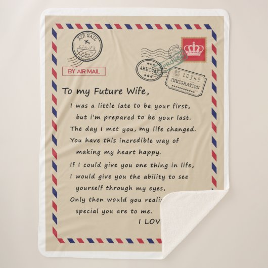 Couverture Sherpa Lettre personnalisée à ma future épouse (Devant)