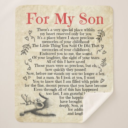 Couverture Sherpa Lettre personnalisée à mon fils, anniversaire (Devant)