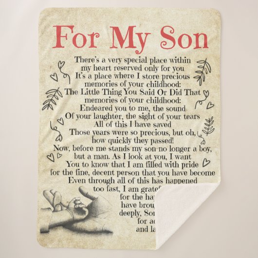 Couverture Sherpa Lettre Personnalisée À Mon Fils, Fils Birthday Gi (Devant)