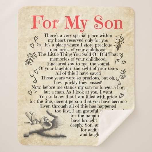 Couverture Sherpa Lettre personnalisée à pour mon fils (Devant)