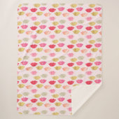 Couverture Sherpa Lèvres Aquarelle Rouge Rose Or (Devant)