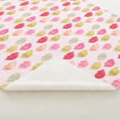 Couverture Sherpa Lèvres Aquarelle Rouge Rose Or (3/4)