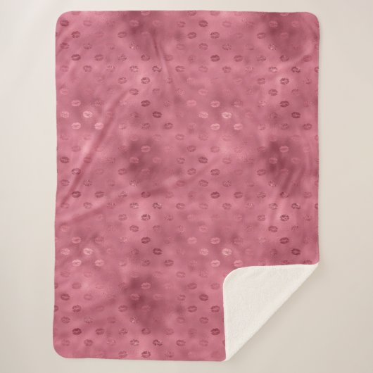 Couverture Sherpa Lèvres brillantes roses (Devant)