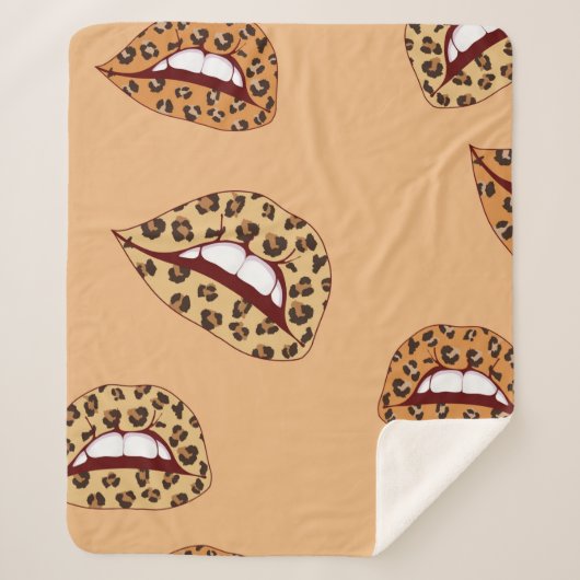 Couverture Sherpa lèvres Empreintes de léopard sans couture motif, l (Devant)