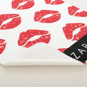Couverture Sherpa Lèvres Rouges, Rouge, Motif Des Lèvres, Votre Nom (3/4)