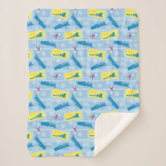 Couverture Sherpa L'Express polaire | Retro Train & Ticket Motif (Devant)