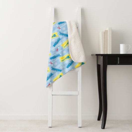 Couverture Sherpa L'Express polaire | Retro Train & Ticket Motif (En situation)