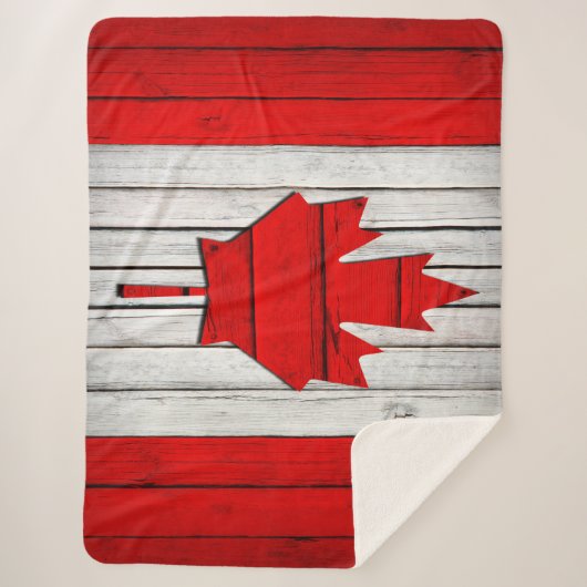Couverture Sherpa Lg Drapeau canadien enveloppé dans Love Sherpa Bla (Devant)