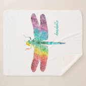 Couverture Sherpa Libellule magnifique d'aquarelle d'arc-en-ciel (Devant (Horizontal))