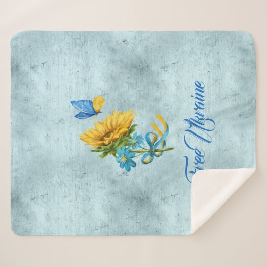 Couverture Sherpa Libérez Ukraine Tournesol & Papillon (Devant (Horizontal))
