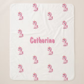 Couverture Sherpa Licorne Rose avec Nom Personnali (Devant)