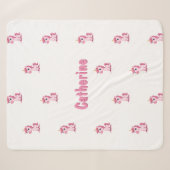 Couverture Sherpa Licorne Rose avec Nom Personnali (Devant (Horizontal))