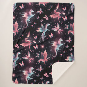 Couverture Sherpa Licorne Rose Dragon Mix