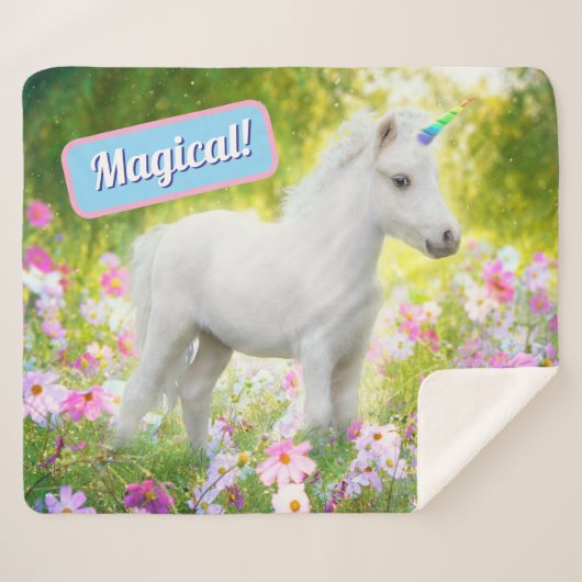 Couverture Sherpa Licorne White Pony (Devant (Horizontal))