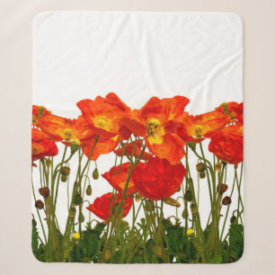 Couverture Sherpa Ligne de coquelicots rouges isolatedart, arrière -