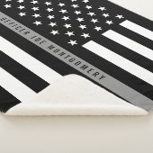 Couverture Sherpa Ligne Gris Mince Drapeau Américain Monogramme Med. (3/4)